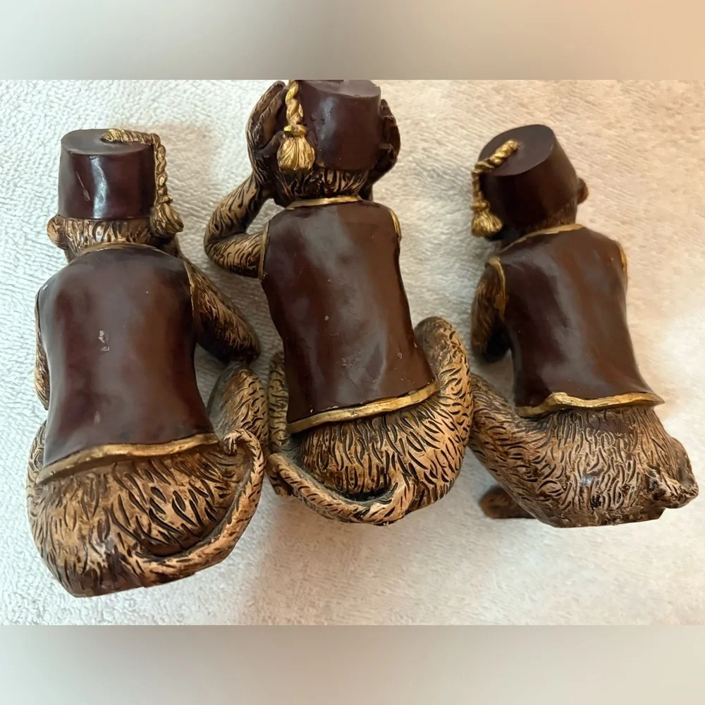 3 Wise Monkeys Resin Figurines Set Hear See Speak No Evil Home/Office Decor